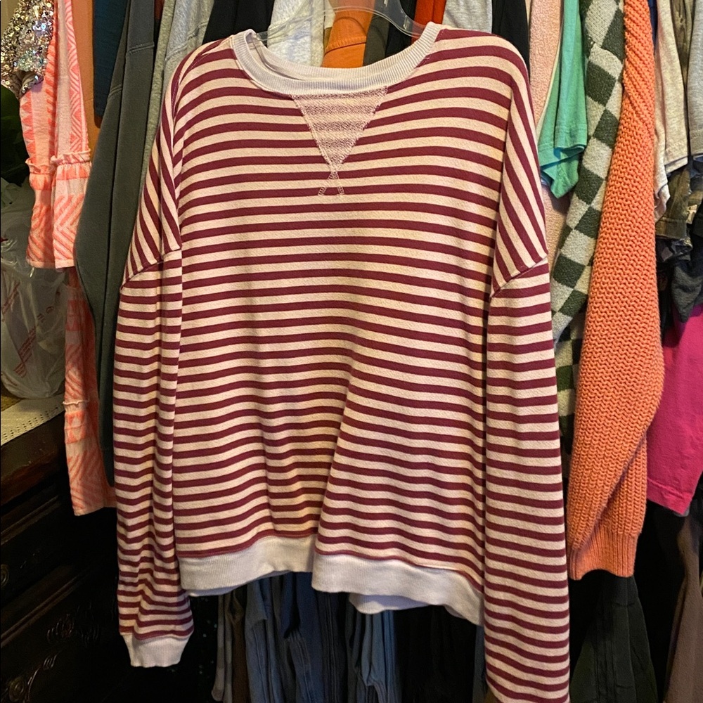 We The Free oversized striped crewneck